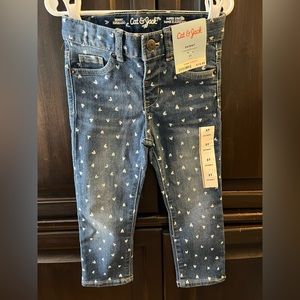 NWT Cat & Jack Toddler Super Stretch Skinny Jeans with Adjustable Waist 3T
